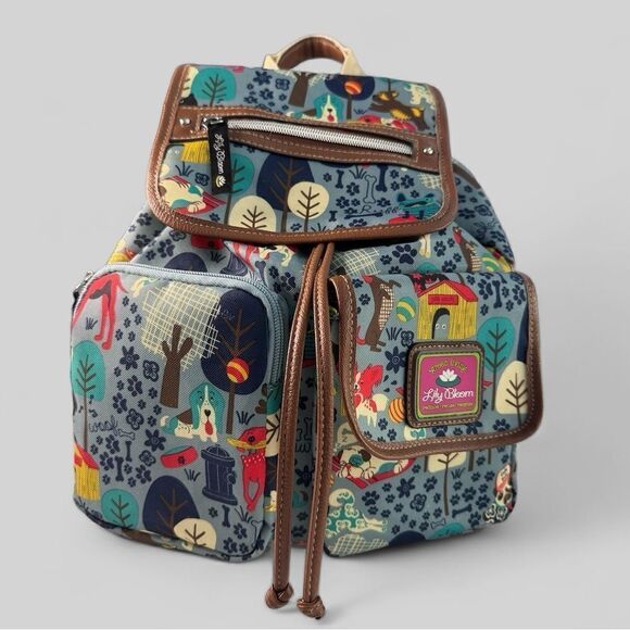 Lily Bloom Dog Themed Canvas Backpack - Picture 1 of 9